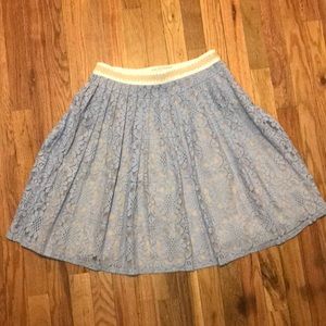 Cornflower blue knee length lace skirt